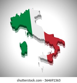 Italy - 3D map and flag