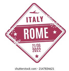 Italy Airport Stamp. Travel Tourist Visa With Grunge Texture