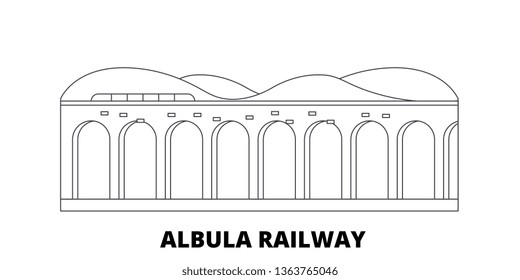 Italy, Albula Railway line travel skyline set. Italy, Albula Railway outline city vector illustration, symbol, travel sights, landmarks.