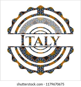 Italy arabic badge background. Arabesque decoration.