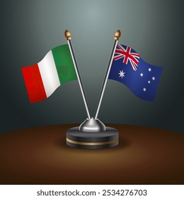 A tabela da Itália e da Austrália sinaliza a relação com o plano de fundo do gradiente. Ilustração de vetor