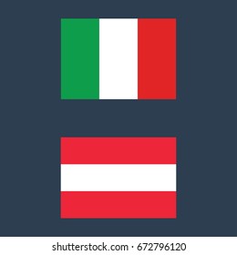 Italy and Austria flags vector illustration sign symbol