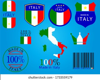 Italy badges Made in Italy set vector illustration
