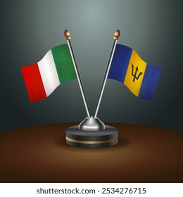 Itália e Barbados sinalizam a relação com o fundo de gradiente. Ilustração de vetor