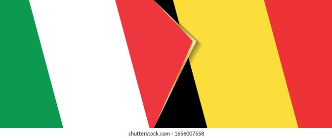 Italy and Belgium flags, two vector flags symbol of relationship or confrontation.