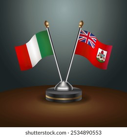 Italy and Bermuda table flags relation  with gradient backgrund. Vector Illustration