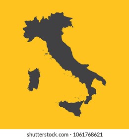 Italy black map,border on orange background. Vector illustration.
