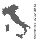 Italy blank gray map Isolated on transporent background, vector illustration
