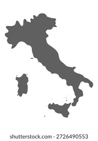 Italy blank gray map Isolated on transporent background, vector illustration