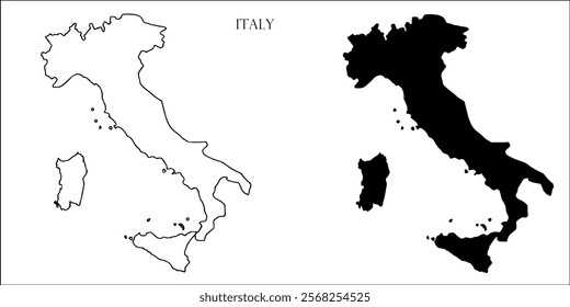Italy Blank Map, Italy Map Outline Vector Images