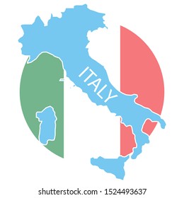 italy blue map, flag background, vector illustration 