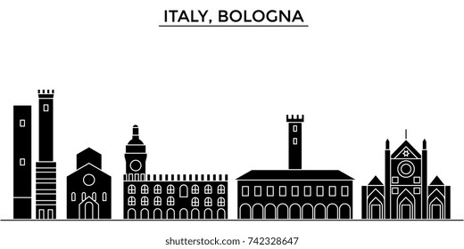 Italy, Bologna architecture vector city skyline, travel cityscape with landmarks, buildings, isolated sights on background