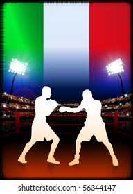 Italy Boxing on Stadium Background Original Illustration