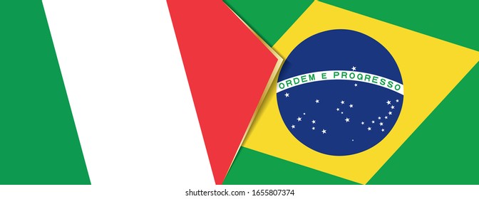 Italy and Brazil flags, two vector flags symbol of relationship or confrontation.