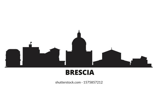 Italy, Brescia city skyline isolated vector illustration. Italy, Brescia travel black cityscape