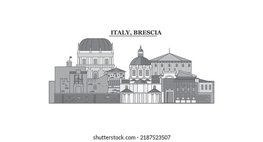 Italy, Brescia city skyline isolated vector illustration, icons