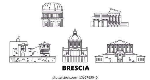 Italy, Brescia line travel skyline set. Italy, Brescia outline city vector illustration, symbol, travel sights, landmarks.