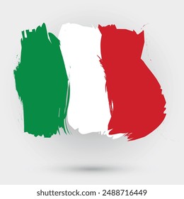 Italy brush flag for national day of Italy. Italy Independence Day celebration flag, 2nd June on white background, isolated vector design.