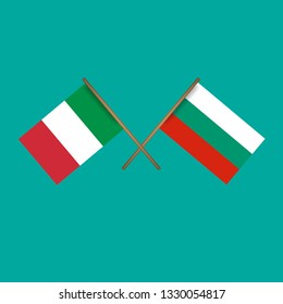 Italy and Bulgaria crossed flags.Language learning or travel concept 