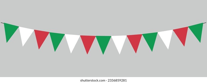 Italy, bunting garland, string of triangular flags for outdoor party, pennants, retro style vector illustration