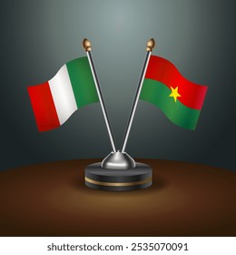 Italy and  Burkina table flags relation  with gradient backgrund. Vector Illustration