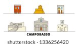 Italy, Campobasso flat landmarks vector illustration. Italy, Campobasso line city with famous travel sights, skyline, design. 