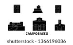 Italy, Campobasso flat travel skyline set. Italy, Campobasso black city vector illustration, symbol, travel sights, landmarks.