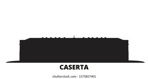 Italy, Caserta city skyline isolated vector illustration. Italy, Caserta travel black cityscape