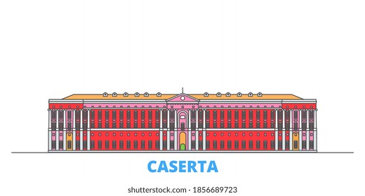 Italy, Caserta line cityscape, flat vector. Travel city landmark, oultine illustration, line world icons