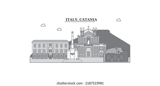 Italy, Catania city skyline isolated vector illustration, icons