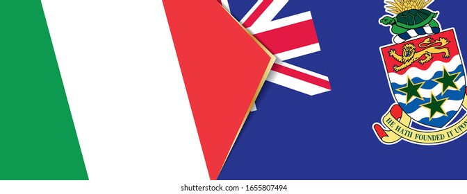 Italy and Cayman Islands flags, two vector flags symbol of relationship or confrontation.