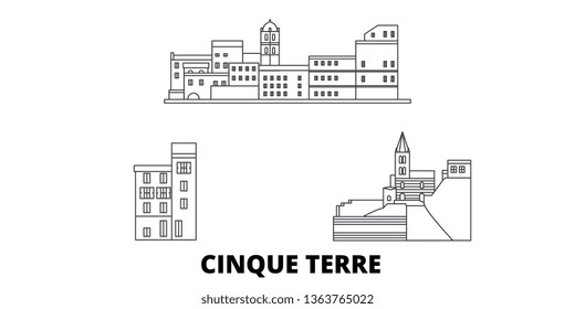 Italy, Cinque Terre line travel skyline set. Italy, Cinque Terre outline city vector illustration, symbol, travel sights, landmarks.