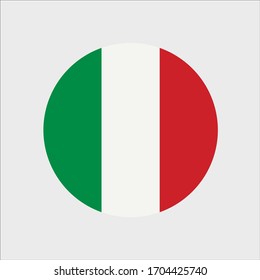 Italy Circle Button Flag. National Symbol Icon. Vector Illustrarion. 