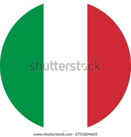 Italy circle flag. Italy flag vector. Flag of Italy on white background