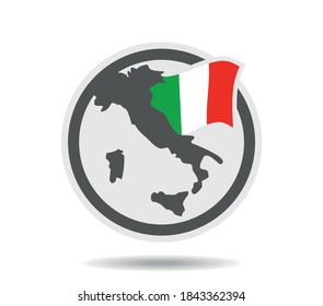 Italien in einem Kreis-Logo. Form und Flagge
