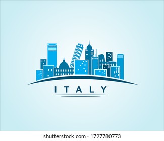 Italy city skyline silhouette building background vector illustration