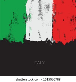 Italy colorful brush strokes painted national country flag icon. Painted texture.