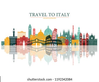 	
Italy colorful detailed skyline. Travel and tourism background. Vector illustration