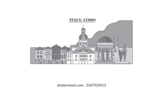 Italy, Como city skyline isolated vector illustration, icons