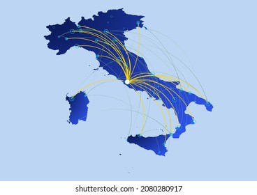 Italien Concept Map, Illustration von Italien für Internet oder Innovation oder Technologie. Die Datei eignet sich für die digitale Bearbeitung und Drucke aller Größen.