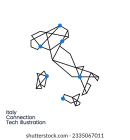 Italy Connection Tech Technology Geometric Polygonal Logo Vector Icon Illustration