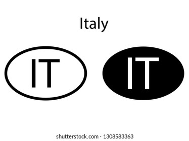 	Italy country code icon.  Iso code country domain name.  IT - 	Italy abbreviated. vector