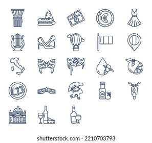 Italy country and culture icon set
