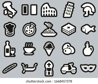 Italy Country & Culture Icons White On White Sticker Set Big