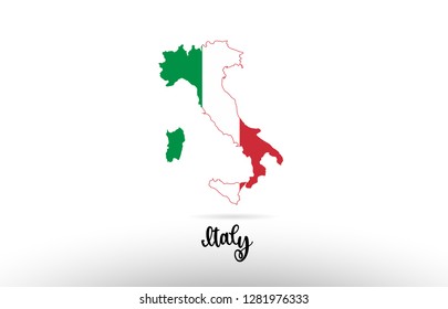 Italy country flag inside country border map design suitable for a logo icon design