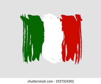 Italy country flag vector background  icon watercolor dry brush ink texture illustration independence Day celebration banner 