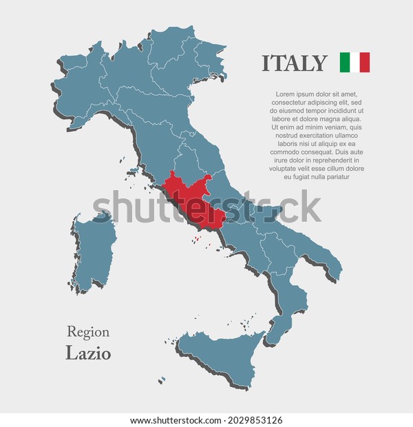 Italy country -\
high detailed illustration map divided on regions. Blank Italy map\
isolated on white background. Vector template region Lazio for\
website, pattern,\
infographic