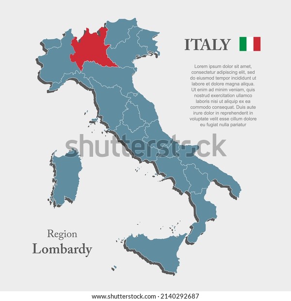 Italy country\
- high detailed illustration map divided on regions. Blank Italy\
map isolated on white background. Vector template region Lombardy\
for website, pattern,\
infographic