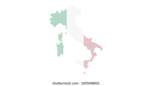 Italy country map background made from halftone dot pattern, Flag concept. Vector illustration isolated on white background 