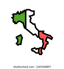 Italy Country Map Flag Color Icon Vector. Italy Country Map Flag Sign. Isolated Symbol Illustration